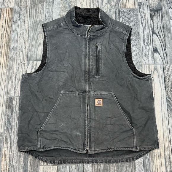 👁️ Carhartt Vintage Gravel Sandstone Sherpa Lined V33 Vest Size Large